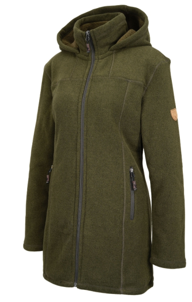 Damen Jagdmantel , Fleecemantel , Damen Fleecemantel " Oliv " , Wintermantel